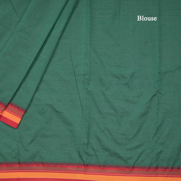 Dharwad Cotton Green Plain Saree 03