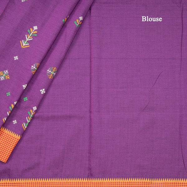 Dharwad Cotton Purple Thread Embroidered Saree