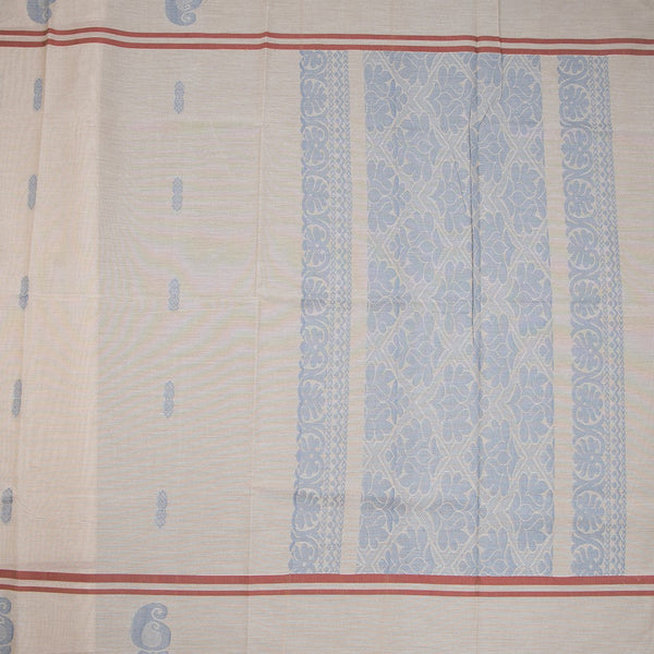 Cream Negamam Cotton Thread Embossed Saree