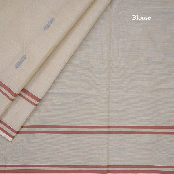 Cream Negamam Cotton Thread Embossed Saree