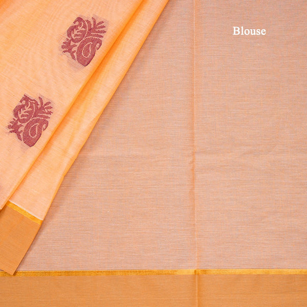 Orange Negamam Cotton Thread Embossed Saree 03