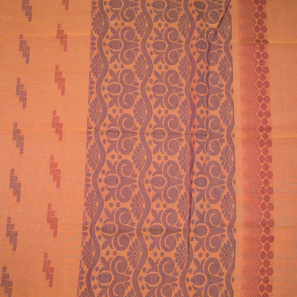 Orange Negamam Cotton Thread Embossed Saree 02