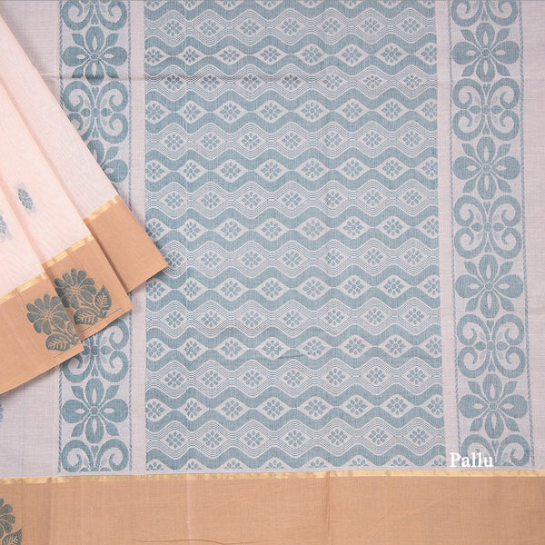 Baby Pink Negamam Cotton Thread Embossed Saree