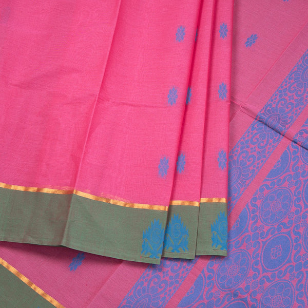 Pink Negamam Cotton Thread Embossed Saree