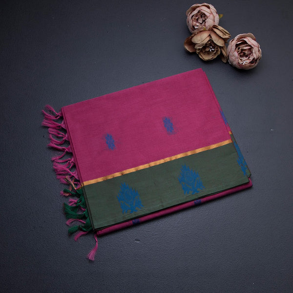 Pink Negamam Cotton Thread Embossed Saree