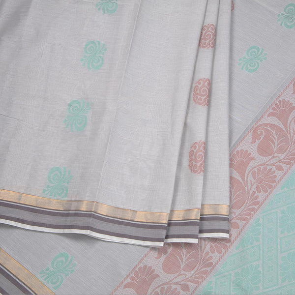 Grey Negamam Cotton Thread Embossed Saree