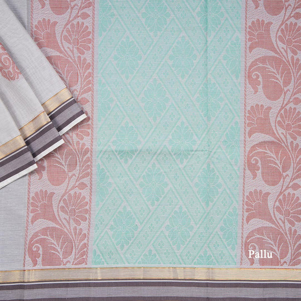 Grey Negamam Cotton Thread Embossed Saree