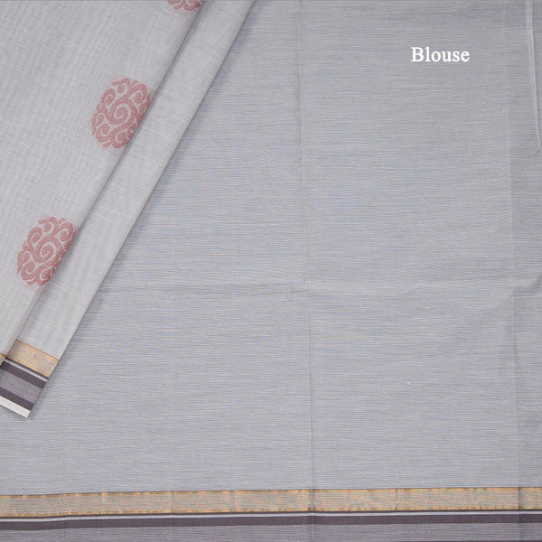 Grey Negamam Cotton Thread Embossed Saree