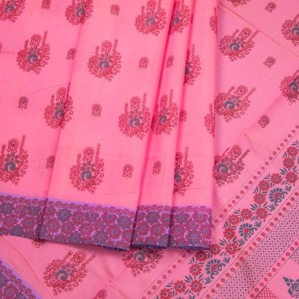 Pink Poly Cotton Printed Saree 03