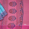 Sky Blue Poly Cotton Printed Saree