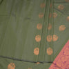 Silk Cotton Dark Green Zari Worked Saree 06