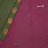 Silk Cotton Dark Green Zari Worked Saree 06