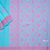 Silk Cotton Turquoise Zari Worked Saree 02