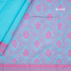 Silk Cotton Turquoise Zari Worked Saree 02