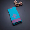 Silk Cotton Turquoise Zari Worked Saree 02