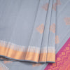 Silk Cotton Grey Zari Worked Saree 04