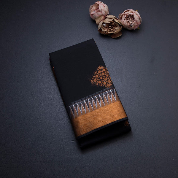 Silk Cotton Black Zari Worked Saree 05