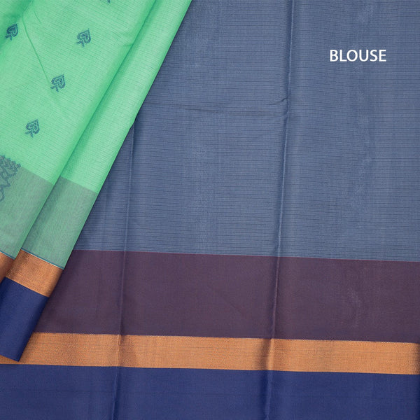 Silk Cotton Green Zari Worked Saree 06