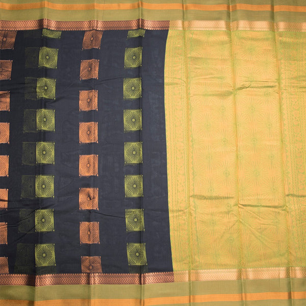 Silk Cotton Black Zari Worked Saree 06