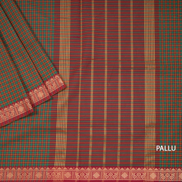 9 Yards Multi Colour Chettinad Cotton Micro Checked Saree And Simple Thread Border Without Blouse 02