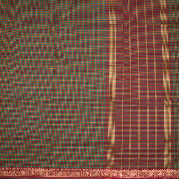 9 Yards Multi Colour Chettinad Cotton Micro Checked Saree And Simple Thread Border Without Blouse 02