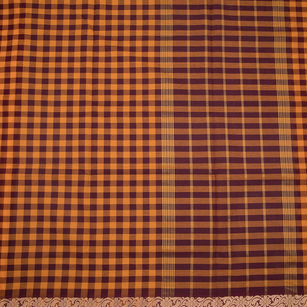 9 Yards Multi Colour Chettinad Cotton Checked Saree And Simple Thread Border Without Blouse 07
