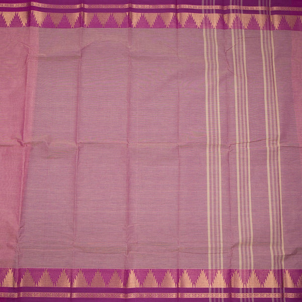 Pink Chettinad Cotton Retta Petta And Tradional Temple Border Without Blouse