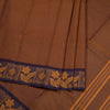 Brown Chettinad Cotton Floral Thread Border Without Blouse 02