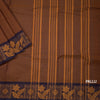 Brown Chettinad Cotton Floral Thread Border Without Blouse 02