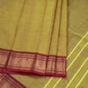 Olive Green Chettinad Cotton Zari Thread Border Without Blouse