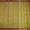 Olive Green Chettinad Cotton Zari Thread Border Without Blouse