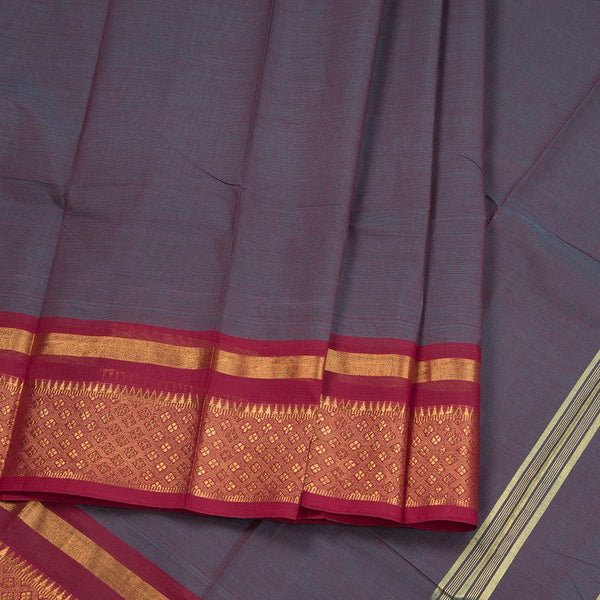 Shot Color Chettinad Cotton Zari Thread Border Without Blouse