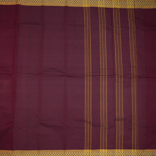 Maroon Chettinad Cotton Thread Border Without Blouse 02