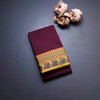 Maroon Chettinad Cotton Thread Border Without Blouse 02
