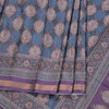 Semi Raw Silk Navy Blue Floral Printed Saree