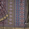 Semi Raw Silk Brown Floral Printed Saree 03