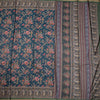 Semi Raw Silk Green Floral Printed Saree 05