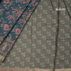 Semi Raw Silk Green Floral Printed Saree 05