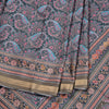 Semi Raw Silk Dark Green Floral Printed Saree 02