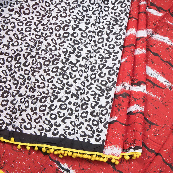 Mul Mul Cotton Red Printed Saree 09