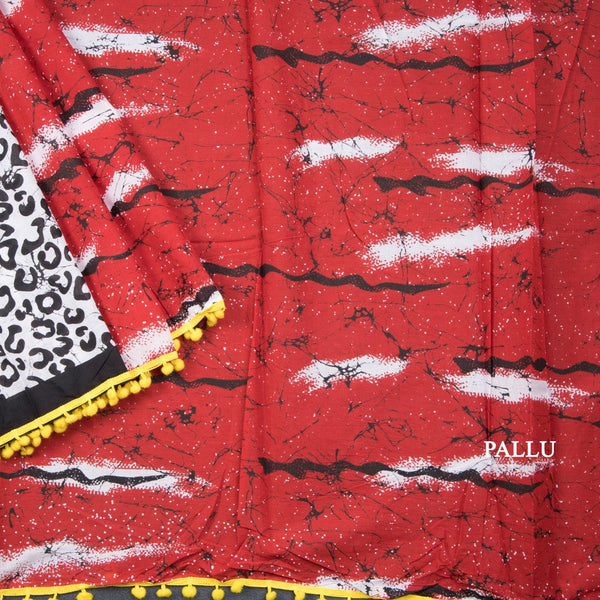 Mul Mul Cotton Red Printed Saree 09