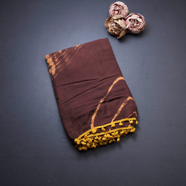 Mul Mul Cotton Brown Shibori Printed Saree 02