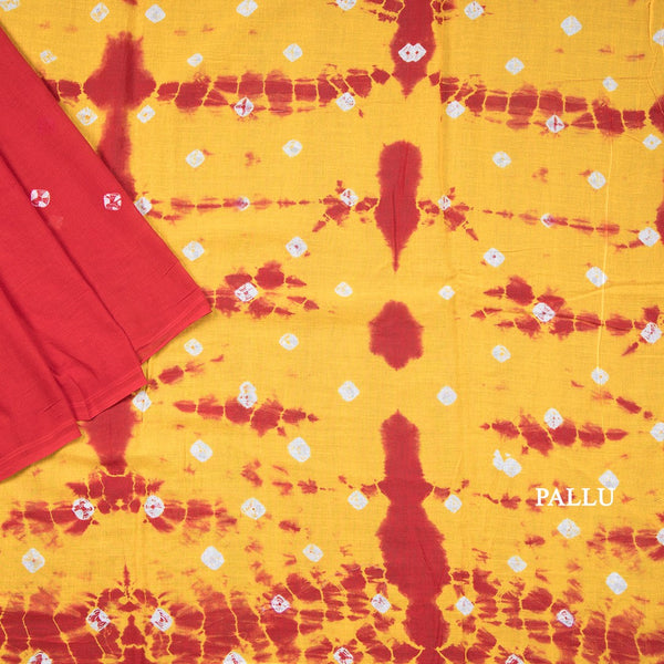 Mul Mul Cotton Red Shibori Printed Saree 02