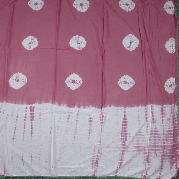 Mul Mul Cotton Rust Pink Shibori Printed Saree