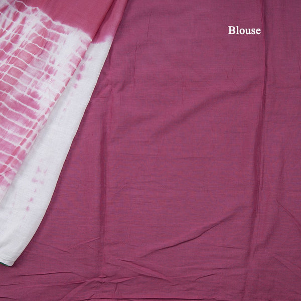 Mul Mul Cotton Rust Pink Shibori Printed Saree