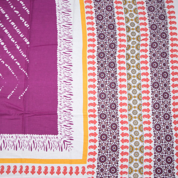 Mul Mul Cotton Purple Abstract Printed Saree