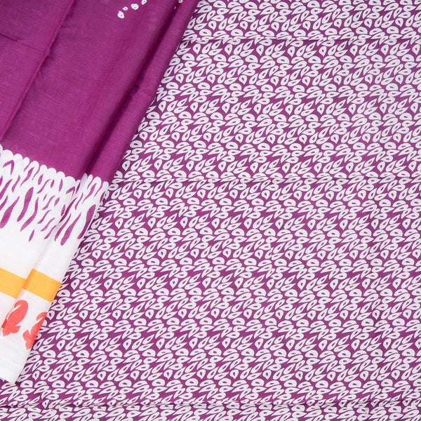 Mul Mul Cotton Purple Abstract Printed Saree