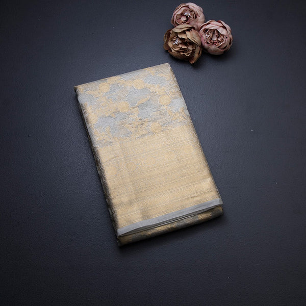 Kota Tissue Cream Saree With Zari Border