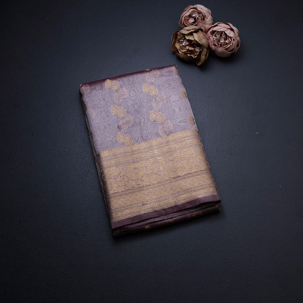 Kota Tissue Shot color Saree With Zari Border