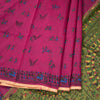 Semi Linen Dark Pink Printed Saree 03